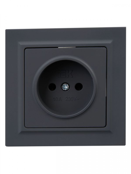 Розетка СП BRITE РСР10-1-0-БрГ 10А в сборе без заземл. без защ. шторок графит IEK BR-R10-10-K53-F ТехноИмпульс