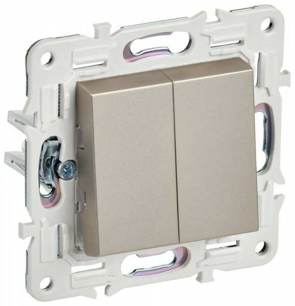 Выключатель 2-кл. SKANDY 10А SK-V04Sh шампань IEK SK-V20-0-10-K37 ТехноИмпульс