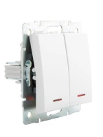 Выключатель 2-кл. СП Rain IP20 с подсветкой механизм бел. LEZARD 703-0288-112 ТехноИмпульс