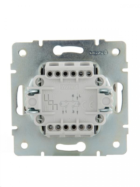 Выключатель 2-кл. СП Rain IP20 с подсветкой механизм бел. LEZARD 703-0288-112 ТехноИмпульс