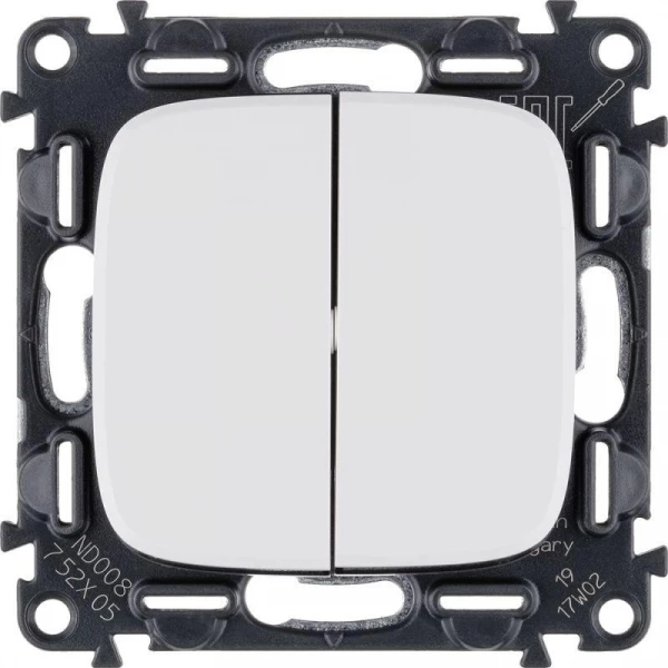 Выключатель 2-кл. СП Valena Allure 10А IP20 250В с лицев. панелью безвинтов. зажимы механизм бел. Leg 752705 ТехноИмпульс