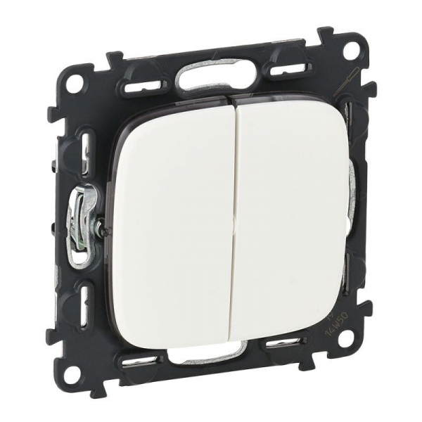 Выключатель 2-кл. СП Valena Allure 10А IP20 250В с лицев. панелью безвинтов. зажимы механизм бел. Leg 752705 ТехноИмпульс