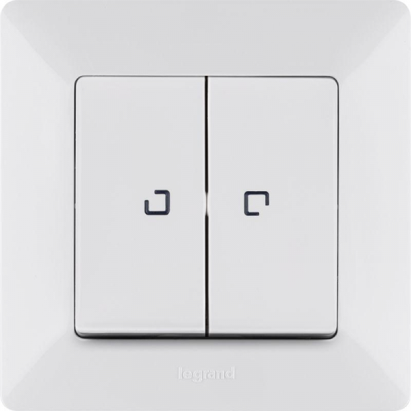 Выключатель 2-кл. СП Valena Life 10А IP20 250В 10AX с подсветкой с лицев. панелью механизм бел. Leg 752428 ТехноИмпульс