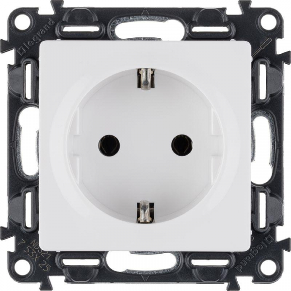 Розетка 1-м СП Valena Life 16А IP20 250В 2P+E винтов. клеммы механизм бел. Leg 753425 ТехноИмпульс