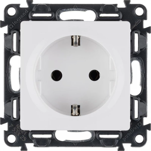 Розетка 1-м СП Valena Life 16А IP20 250В 2P+E винтов. клеммы механизм бел. Leg 753425 ТехноИмпульс