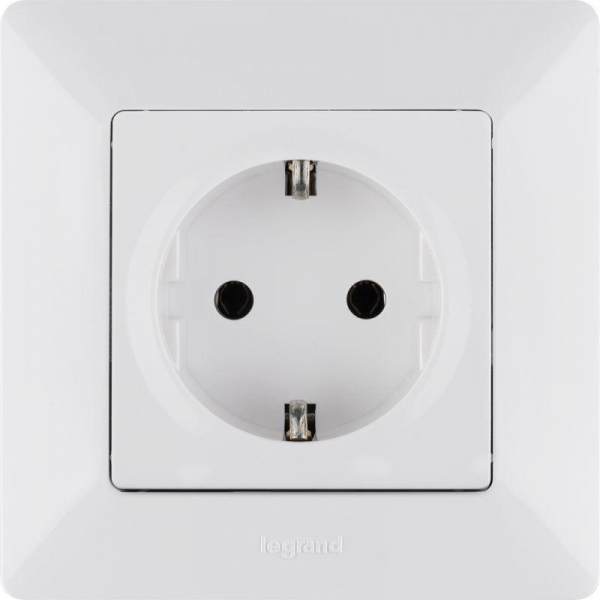 Розетка 1-м СП Valena Life 16А IP20 250В 2P+E винтов. клеммы механизм бел. Leg 753425 ТехноИмпульс