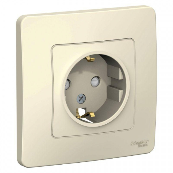 Розетка 1-м СП Blanca 16А IP20 250В с заземл. защ. шторки молоч. SE BLNRS001112 ТехноИмпульс