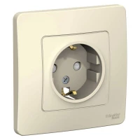 Розетка 1-м СП Blanca 16А IP20 250В с заземл. защ. шторки молоч. SE BLNRS001112 ТехноИмпульс