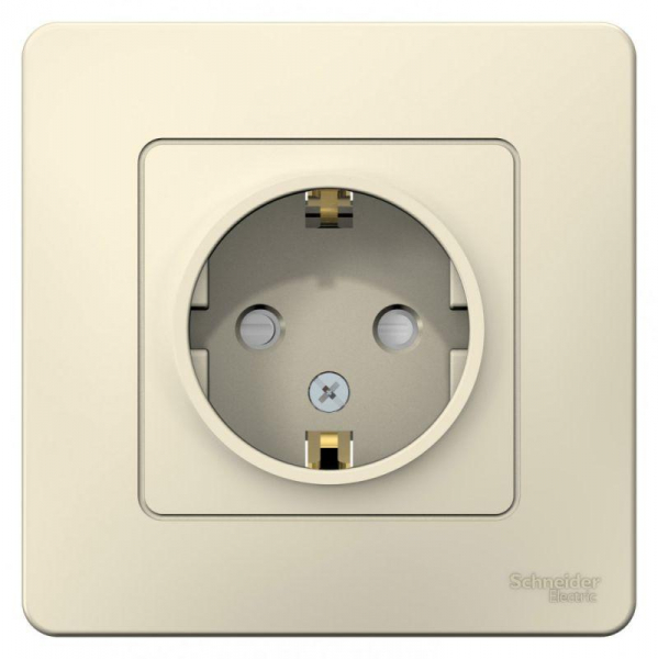 Розетка 1-м СП Blanca 16А IP20 250В с заземл. защ. шторки молоч. SE BLNRS001112 ТехноИмпульс