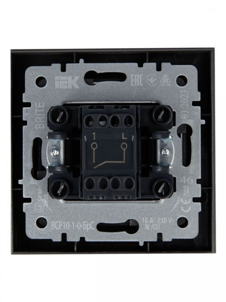 Выключатель 1-кл. СП BRITE ВСР10-1-0-БрС 10А в сборе сталь IEK BR-V10-0-10-K46-F ТехноИмпульс