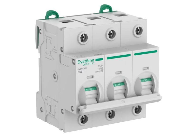 Выключатель автоматический 3п C 63А 10кА Systeme9 400В 27мм SE S9H32363 ТехноИмпульс