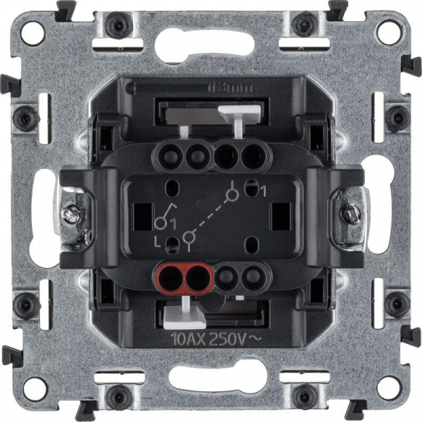 Выключатель 1-кл. СП Valena Life 10А IP20 250В 10AX с лицев. панелью безвинтов. зажимы механизм бел. Leg 752401 ТехноИмпульс
