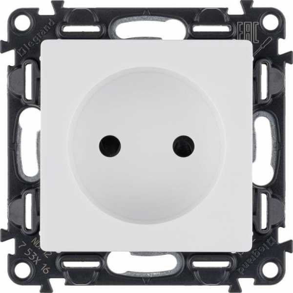 Розетка 1-м СП Valena Life 16А IP20 250В 2P защ. шторки безвинтов. клеммы с лицев. панелью механизм бел. Leg 753416 ТехноИмпульс