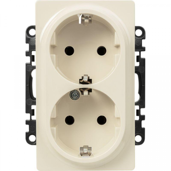 Розетка 2-м СП Valena Life 16А IP20 250В 2х2P+E безвинтов. клеммы с лицев. панелью механизм сл. кость Leg 753227 ТехноИмпульс