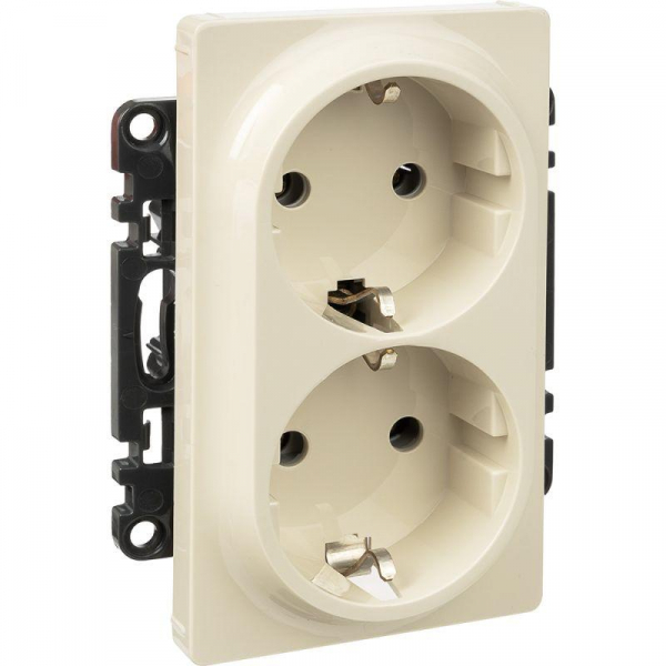 Розетка 2-м СП Valena Life 16А IP20 250В 2х2P+E безвинтов. клеммы с лицев. панелью механизм сл. кость Leg 753227 ТехноИмпульс