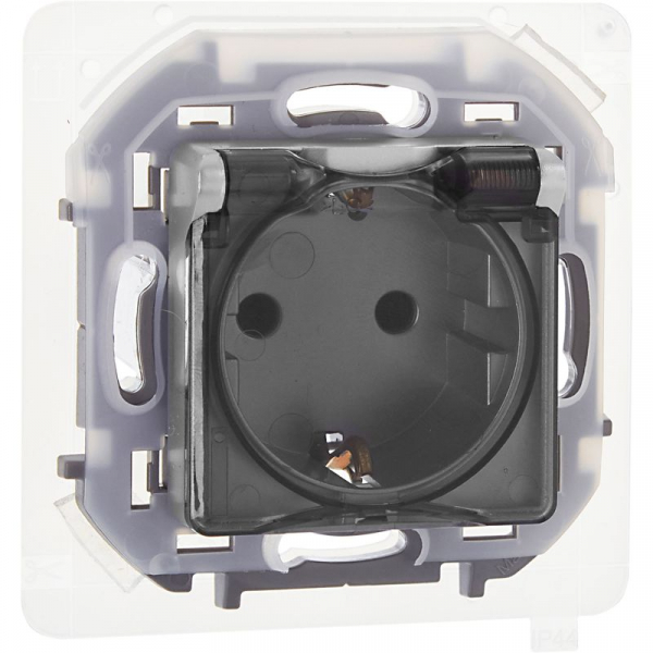 Розетка 1-м СП Inspiria 16А IP44 250В 2P+E защ. шторки с крышкой немецк. стандарт механизм алюм. IEK 673742 ТехноИмпульс