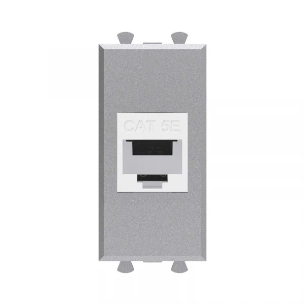 Розетка компьютерная 1мод. Avanti "Закаленная сталь" RJ45 кат.5E без шторок модульная механизм DKC 4404661 ТехноИмпульс