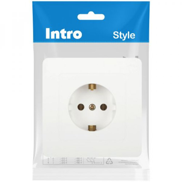 Розетка 1-м СП Style 7-202-01 16А 250В IP20 2P+E Schuko с заземл. бел. Intro Б0060619 ТехноИмпульс