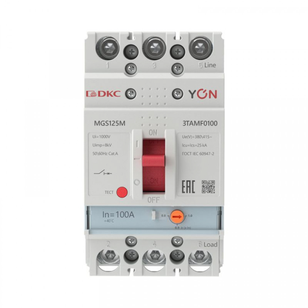 Выключатель автоматический MGS125 3P 80-100A 25kA YON MGS125M-3TAMF0100 ТехноИмпульс