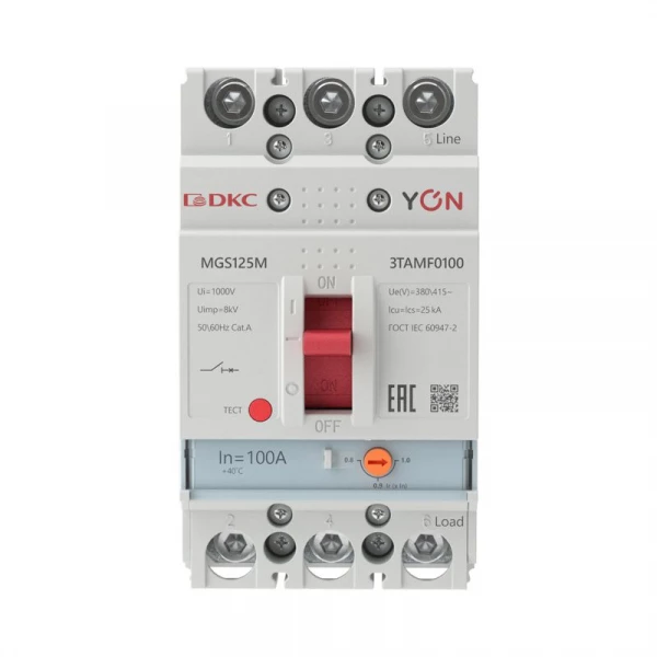Выключатель автоматический MGS125 3P 80-100A 25kA YON MGS125M-3TAMF0100 ТехноИмпульс