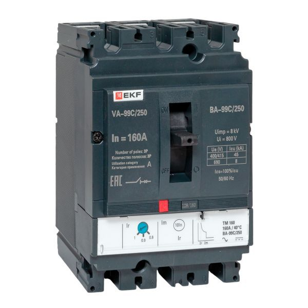 Выключатель автоматический 3п 250/160А 45кА ВА-99C Compact NS PROxima EKF mccb99C-250-160 ТехноИмпульс