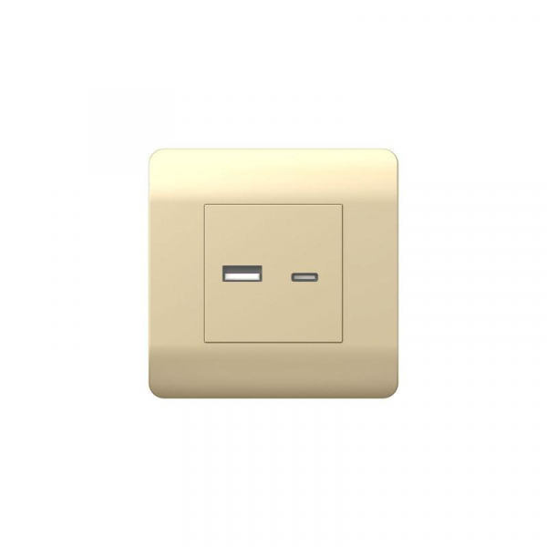 Розетка USB NEW3-E тип A+C 5В/2.1А шампань CHINT 431450 ТехноИмпульс