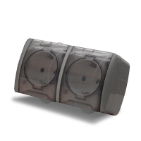 Розетка 2-м ОП Клио 16А IP54 с заземл. с прозр. крышкой сер. UNIVersal К2232-Gr ТехноИмпульс