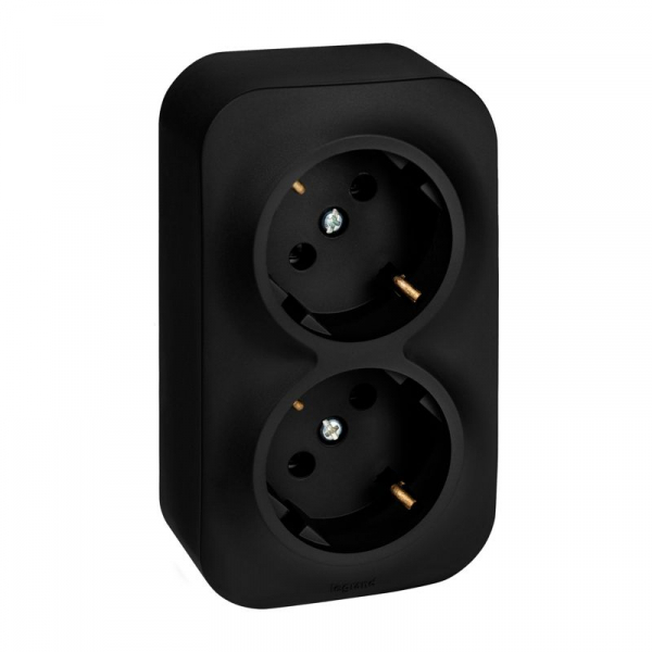 Розетка 2-м ОП Quteo 16А IP20 250В 2х2P+E с заземл. без защ. шторок черн. матов. IEK 782470 ТехноИмпульс