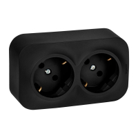 Розетка 2-м ОП Quteo 16А IP20 250В 2х2P+E с заземл. без защ. шторок черн. матов. IEK 782470 ТехноИмпульс