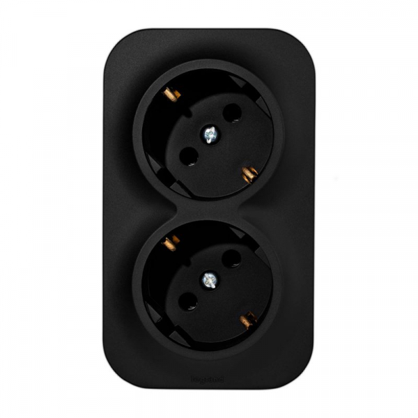 Розетка 2-м ОП Quteo 16А IP20 250В 2х2P+E с заземл. без защ. шторок черн. матов. IEK 782470 ТехноИмпульс