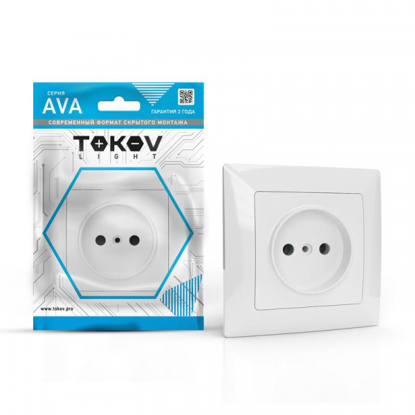Розетка 1-м СП AVA 16А IP20 без заземл. без защ. шторок в сборе бел. TOKOV LIGHT TKL-AV-R1F-C01 ТехноИмпульс