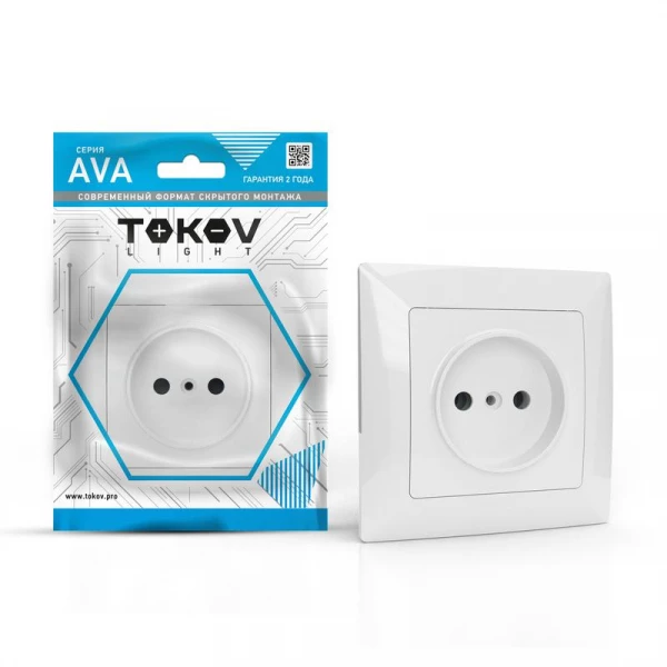 Розетка 1-м СП AVA 16А IP20 без заземл. без защ. шторок в сборе бел. TOKOV LIGHT TKL-AV-R1F-C01 ТехноИмпульс