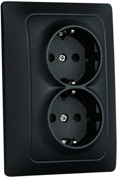 Механизм розетки 2-местн. с/з с з/ш СП Bravo 16А IP20 250В графит GUSI С10Р6-010 ТехноИмпульс