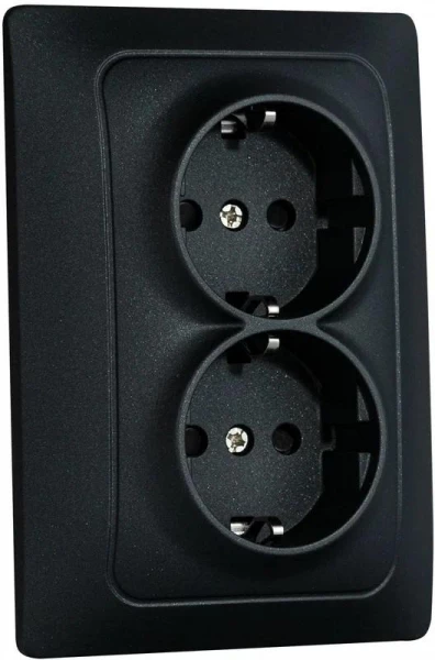 Механизм розетки 2-местн. с/з с з/ш СП Bravo 16А IP20 250В графит GUSI С10Р6-010 ТехноИмпульс