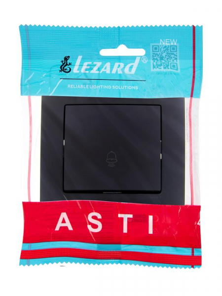 Кнопка звонка 1-кл.СП ASTI 10А IP20 в сборе черн. бархат LEZARD 7081-4242-103 ТехноИмпульс