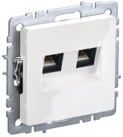 Розетка двойная СП RJ11+RJ45 кат.5E BRITE РК/Т12-БрБ механизм бел. IEK BR-KT20-O-1-K01 ТехноИмпульс