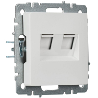 Розетка двойная СП RJ11+RJ45 кат.5E BRITE РК/Т12-БрБ механизм бел. IEK BR-KT20-O-1-K01 ТехноИмпульс