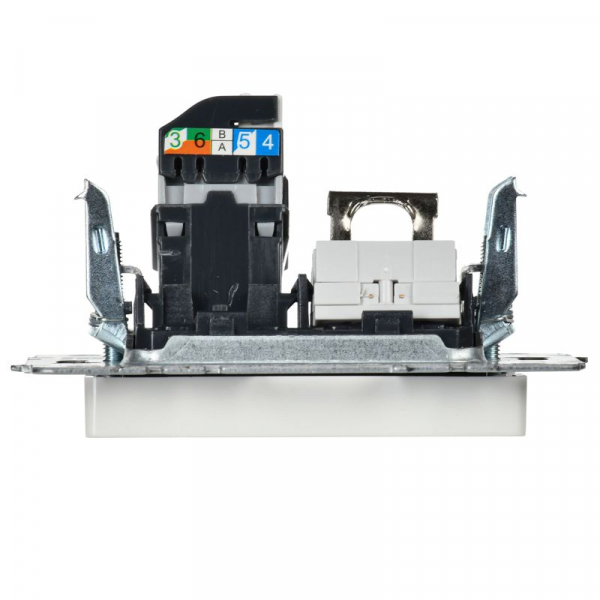 Розетка двойная СП RJ11+RJ45 кат.5E BRITE РК/Т12-БрБ механизм бел. IEK BR-KT20-O-1-K01 ТехноИмпульс