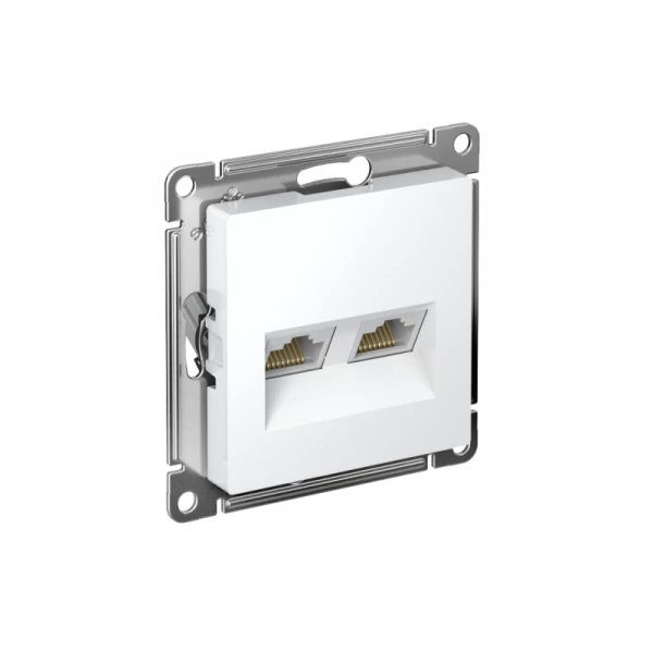 Розетка компьютерная 2-м AtlasDesign RJ45 кат.6A механизм бел. SE ATN000188 ТехноИмпульс
