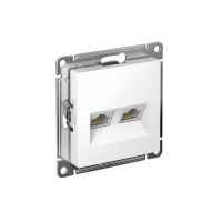 Розетка компьютерная 2-м AtlasDesign RJ45 кат.6A механизм бел. SE ATN000188 ТехноИмпульс