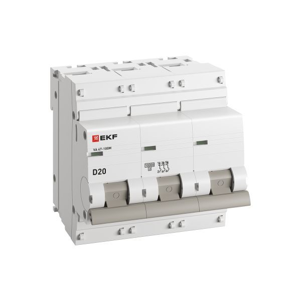 Выключатель автоматический модульный 3п D 20А 10kA ВА 47-100M без теплового расцеп. PROxima EKF mcb47100m-3-20D-pro ТехноИмпульс