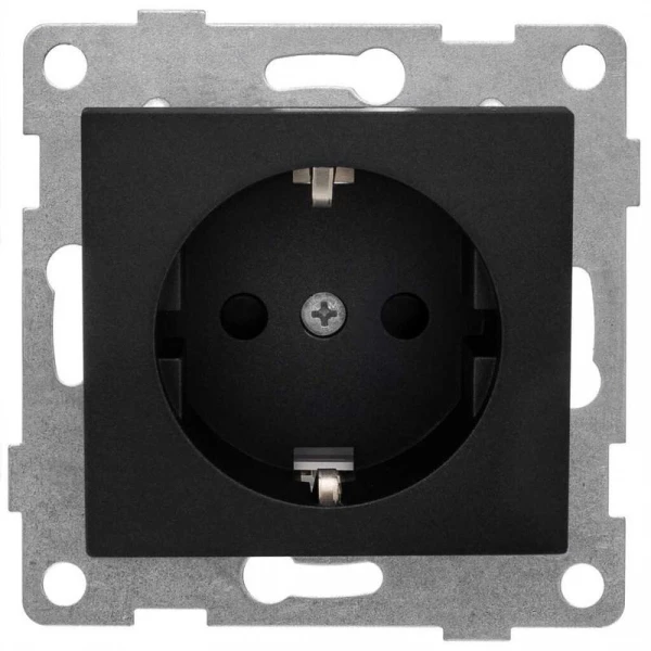 Розетка 1-м СП Bravo 16А 250В с заземл. защ. шторки механизм графит GUSI С10Р4-010 ТехноИмпульс