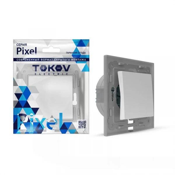 Переключатель 1-кл. СП Pixel IP44 механизм бел. TOKOV ELECTRIC TKE-PX-P1-C01-IP44 ТехноИмпульс