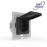 Розетка 1-м СП Pixel IP44 с заземл. с крышкой механизм карбон TOKOV ELECTRIC TKE-PX-R1ZSW1-C14-IP44 ТехноИмпульс