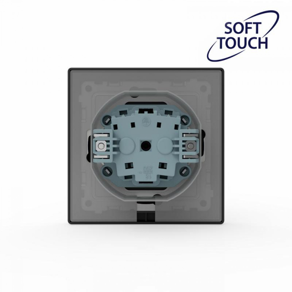 Розетка 1-м СП Pixel IP44 с заземл. с крышкой механизм карбон TOKOV ELECTRIC TKE-PX-R1ZSW1-C14-IP44 ТехноИмпульс