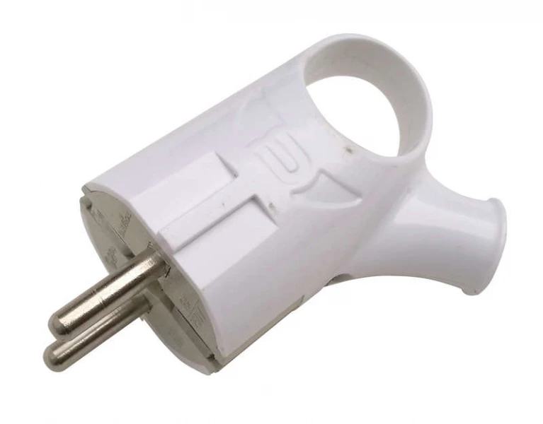 Вилка угловая с кольцом с з/к 16А бел. 4120 IN HOME 4690612009124 ТехноИмпульс