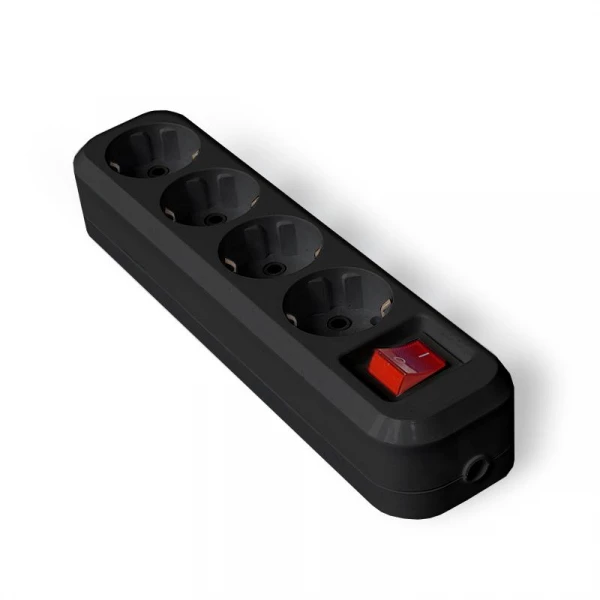 Колодка удлинителя 4-м с заземл. с выкл. АБС-пластик черн. UNIVersal 1403 ТехноИмпульс