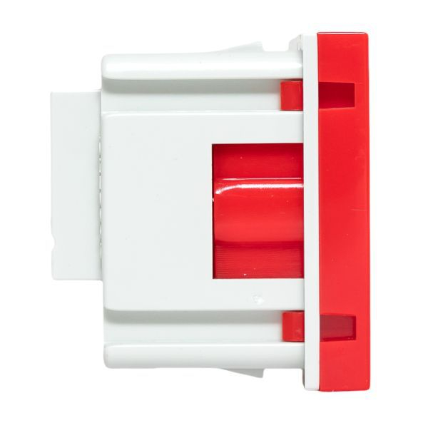 Розетка 45х45 (2 модуля) с заземл. прямая красн. EKF E2MR16-028-70 ТехноИмпульс