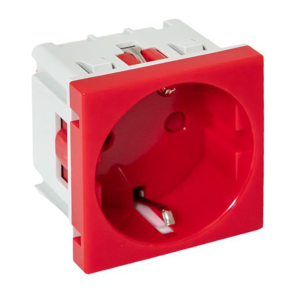 Розетка 45х45 (2 модуля) с заземл. прямая красн. EKF E2MR16-028-70 ТехноИмпульс