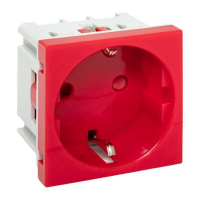 Розетка 45х45 (2 модуля) с заземл. прямая красн. EKF E2MR16-028-70 ТехноИмпульс